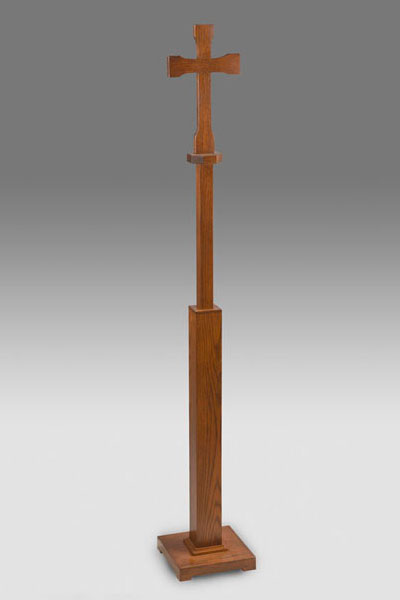 Oak cross stand with wooden cross, adjustable